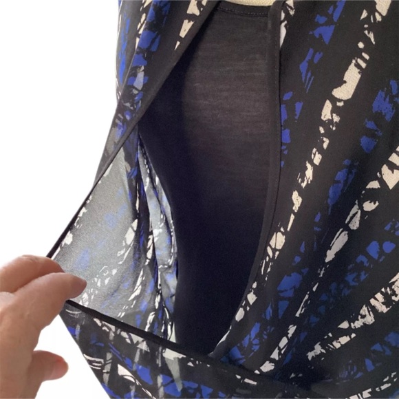 KENNETH COLE NY XS Black Semi-Sheer 2 Layers Fitted Blouse Classic Holiday - Picture 7 of 16